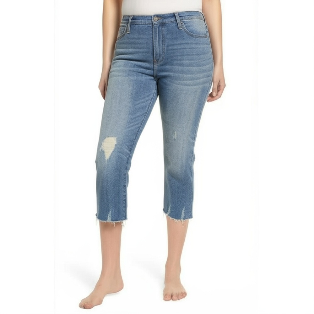 NWT Madewell Womens 36W High Rise Slim Crop Distressed‎ Raw Hem Jeans